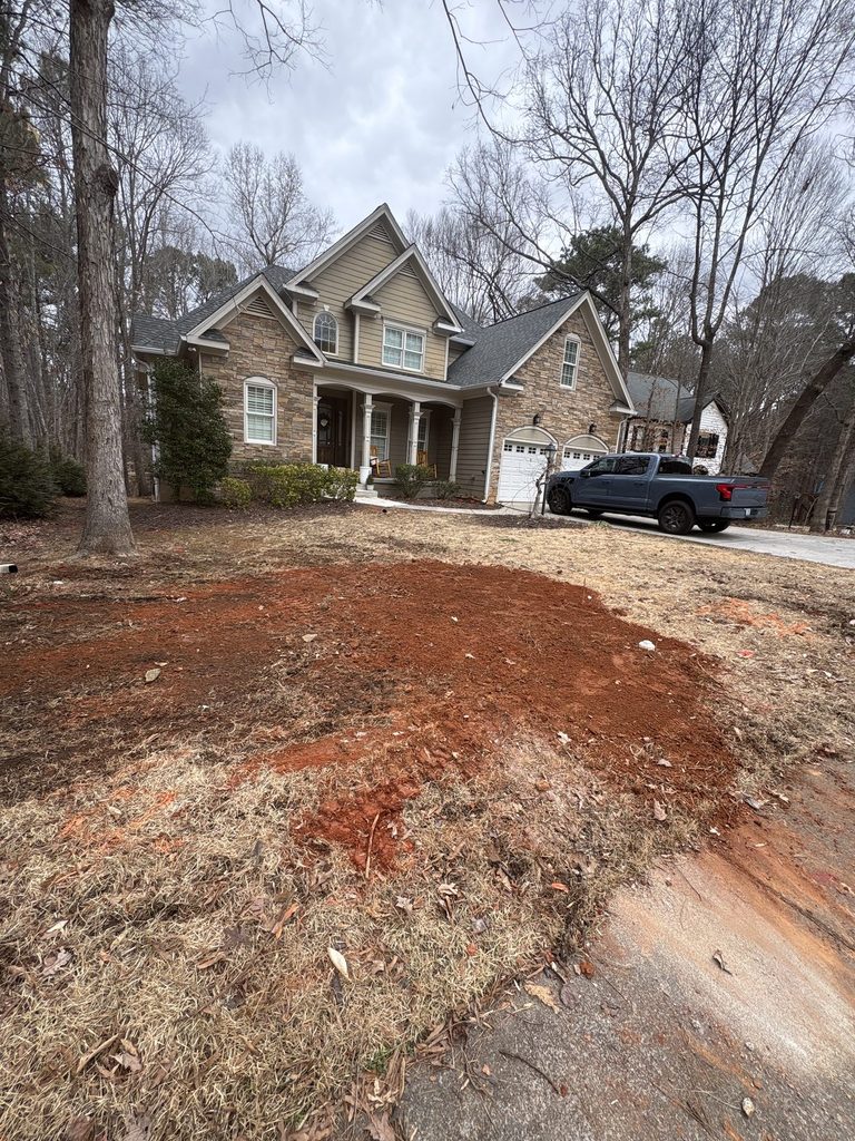 AFTER — backfilled | Backfilled excavation after a sewer cleanout replacement by ARC Plumbing in Wake Forest, NC