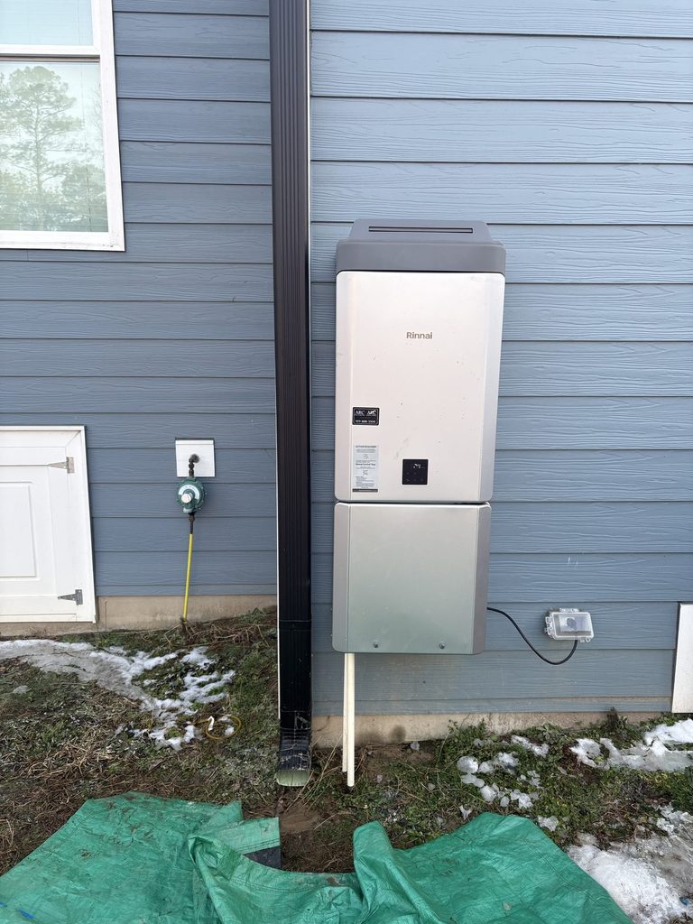 AFTER — finished Rinnai RXP199 with freeze protection | New Rinnai RXP199 tankless water heater with freeze protection installed in Angier, NC |